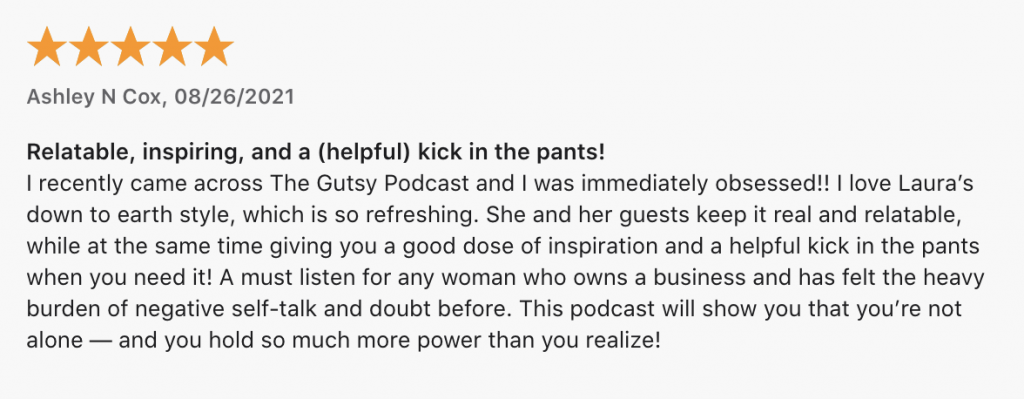 The Gutsy Podcast Testimonial